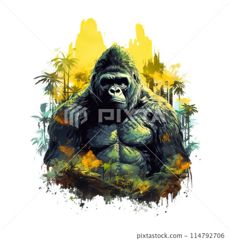 King kong or Gorilla on clean background. Mammals. Wildlife Animals. King kong or Gorilla on clean background. Mammals. Wildlife Animals. 114792706