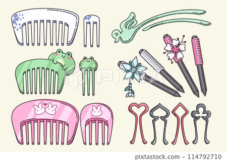 Hair clip accessory with flower. Head pin vector 114792710