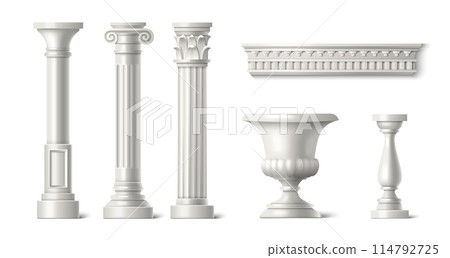 3d roman column. White greek marble pillar vector 3d roman column. White greek marble pillar vector 114792725