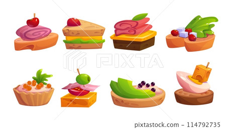 Finger food snacks set isolated on white 114792735