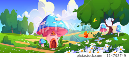 Fairy elf or animal tiny house made from mushroom 114792749