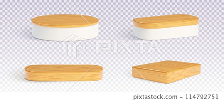 Wooden round and rectangular product podium 114792751