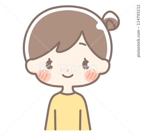 Illustration of a woman with a bun hairstyle | Upper body Illustration of a woman with a bun hairstyle | Upper body 114793212