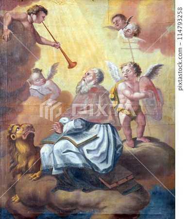 Saint Jerome altarpiece in the church of Saint Leonard of Noblac in Kotari, Croatia Saint Jerome altarpiece in the church of Saint Leonard of Noblac in Kotari, Croatia 114793258