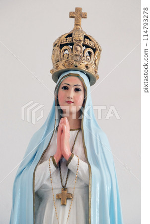Our Lady of Fatima statue in the Church of Saint Francis of Assisi in Lipik, Croatia Our Lady of Fatima statue in the Church of Saint Francis of Assisi in Lipik, Croatia 114793278