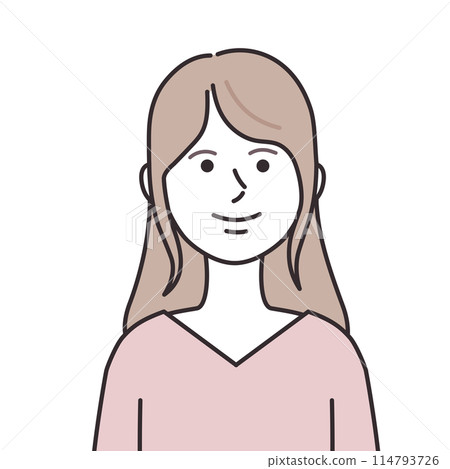 A woman with long hair wearing a V-neck A woman with long hair wearing a V-neck 114793726