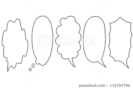 Loose and simple vertical speech bubble set - line drawing Loose and simple vertical speech bubble set - line drawing 114793790