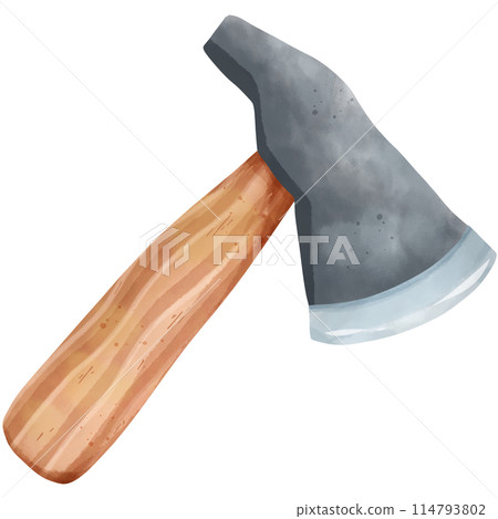 Watercolor painting of an ax for illustration and decoration. 114793802