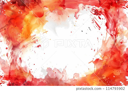 Watercolor frame with the image of fire and flames (background/wallpaper) 114793902