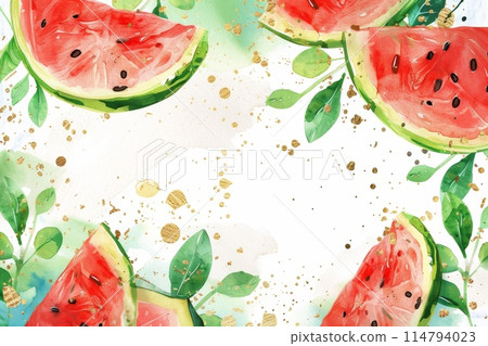 夏季西瓜框水彩畫(背景、夏日問候、壁紙) 夏季西瓜框水彩畫(背景、夏日問候、壁紙) 114794023