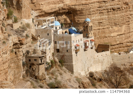Greek Orthodox Monastery of St. George on the slope of Wadi Qelt, Judea Desert, Israel 114794368