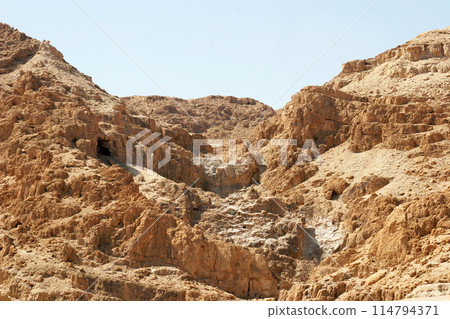 Picturesque mountain landscape of the Judea Desert near Qumran, Israel 114794371