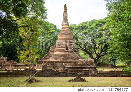 Ancient Singhalese pagoda in Wat Nang Phaya temple it was constructed in the 15th century in the Si Satchanalai Historical Park of Sukhothai province, Thailand. 114794377