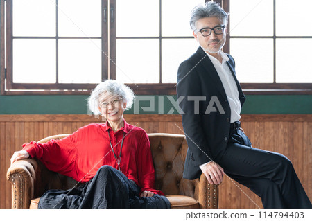 Stylish fashion senior couple Stylish fashion senior couple 114794403