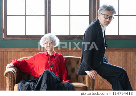 Stylish fashion senior couple Stylish fashion senior couple 114794418