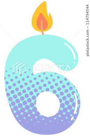 Kids hand drawn cute party candle number 6 114794544