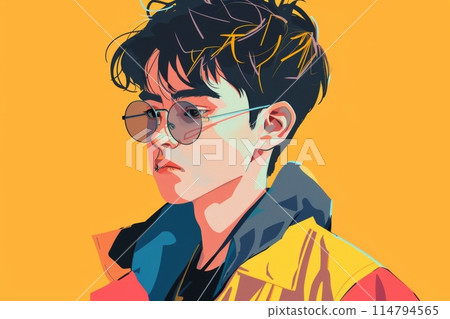 流行文化風格東京男孩（街頭時尚、數位藝術、原宿、澀谷） 114794565