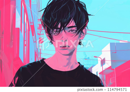 流行文化風格東京男孩(街頭時尚、數位藝術、原宿、澀谷) 流行文化風格東京男孩(街頭時尚、數位藝術、原宿、澀谷) 114794571