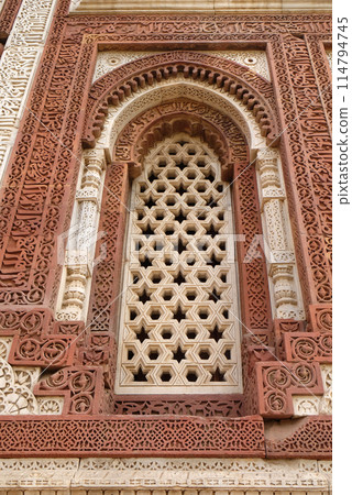 Window with sunglow in Alai Minar, Qutub Minar complex, Delhi, India Window with sunglow in Alai Minar, Qutub Minar complex, Delhi, India 114794745