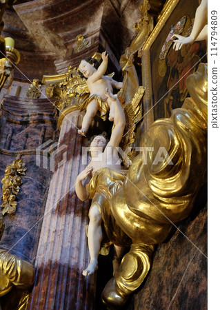 Angels on main altar in the church of Immaculate Conception in Lepoglava, Croatia 114794809
