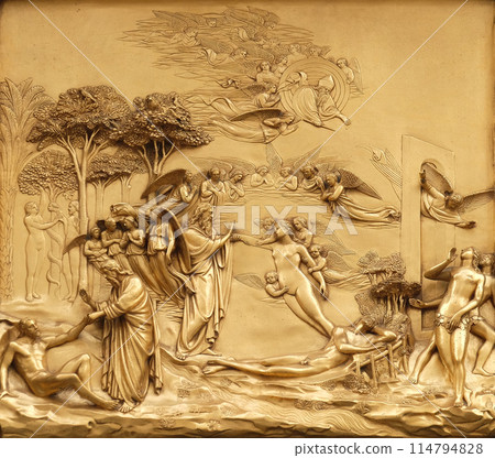 Florence cathedral, Baptistry of Saint John, Gates of Paradise, The Story of Adam and Eve, Florence, Italy Florence cathedral, Baptistry of Saint John, Gates of Paradise, The Story of Adam and Eve, Florence, Italy 114794828