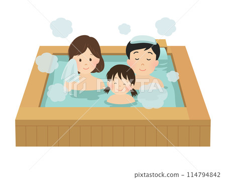 一家人泡溫泉的向量圖 一家人泡溫泉的向量圖 114794842