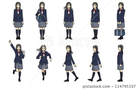 西裝外套女高中生全身姿勢套裝（全彩） 114795197