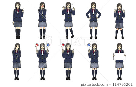 Blazer high school girl full body pose set 2 (full color) Blazer high school girl full body pose set 2 (full color) 114795201
