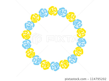 Blue and yellow roses frame 114795202