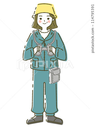 自然保護官員插畫素材公園護林員登山健行登山賞鳥 114795391