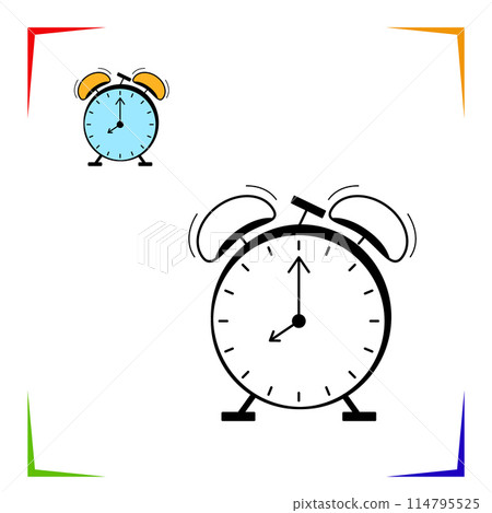 Alarm clock vector coloring page. Educational worksheet. school Theme element for coloring. 114795525