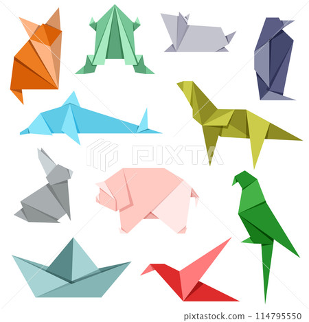 Animal origami vector. Origami japanese animal set. Modern hobby. Vector illustration EPS10 114795550