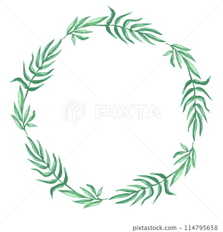 Blue watercolor leves for logo or wedding invitations 114795658