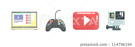 Video Blogger Object and Element Vector Set 114796194