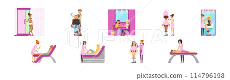 People Character at Beauty Salon Scenes Vector Set People Character at Beauty Salon Scenes Vector Set 114796198