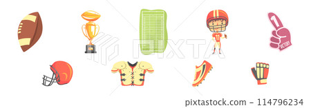 Rugby Game Playing Object and Accessory Vector Set Rugby Game Playing Object and Accessory Vector Set 114796234