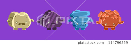 Solid Stone Character with Pretty Face Vector Set Solid Stone Character with Pretty Face Vector Set 114796239