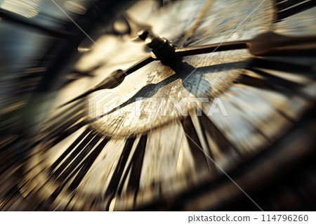 Clock hands moving fast, blurred by the quick motion, passing time concept. 114796260