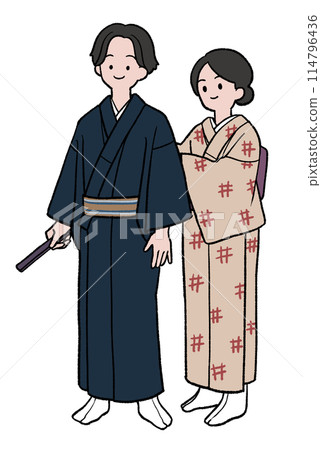 Kimono dressing illustration for men 114796436