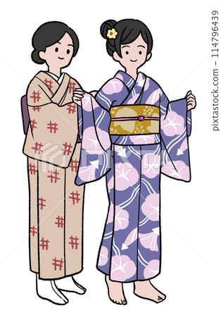 Yukata dressing illustration for women 114796439