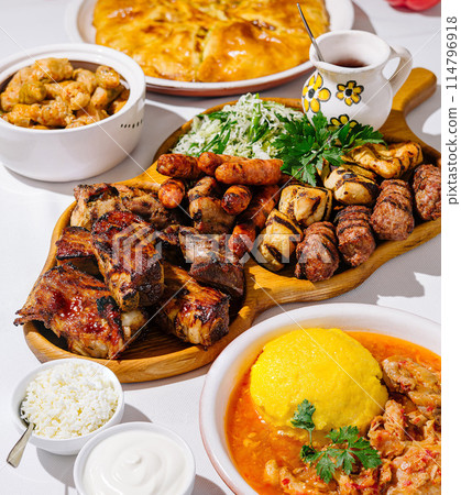 Traditional eastern european feast spread Traditional eastern european feast spread 114796918