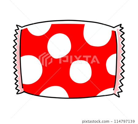 Simple, individually wrapped candy (polka dot pattern) with solid color Simple, individually wrapped candy (polka dot pattern) with solid color 114797139