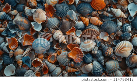 Mixed colorful sea shells as background 114798412