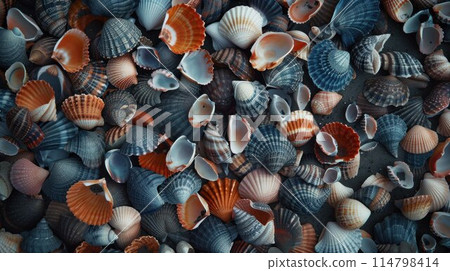 Mixed colorful sea shells as background 114798414