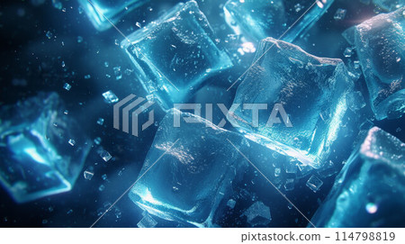 Crystal clear ice cubes as background, top view Crystal clear ice cubes as background, top view 114798819