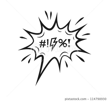 Comic swear speech bubble, cartoon bad word curse or aggressive expletive shout, doodle vector. Hate angry exclamation with bad word speech in blast cloud for explicit talk and rude swear shout Comic swear speech bubble, cartoon bad word curse or aggressive expletive shout, doodle vector. Hate angry exclamation with bad word speech in blast cloud for explicit talk and rude swear shout 114798930