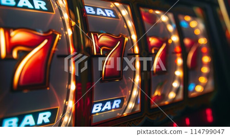 Close up on slot machine display. Slot machine drums 114799047
