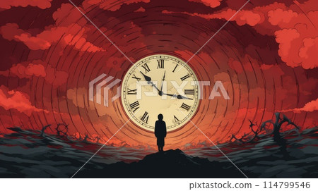 time is running out metaphorical illustration 114799546
