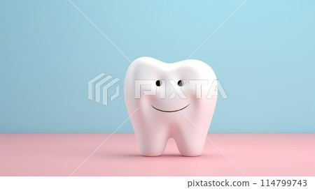 cute little smiling tooth illustration 114799743