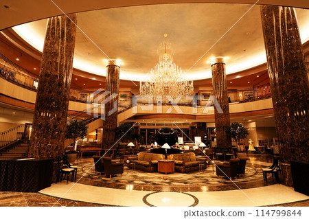 A luxurious hotel lobby that gives the feeling of a luxury hotel 114799844